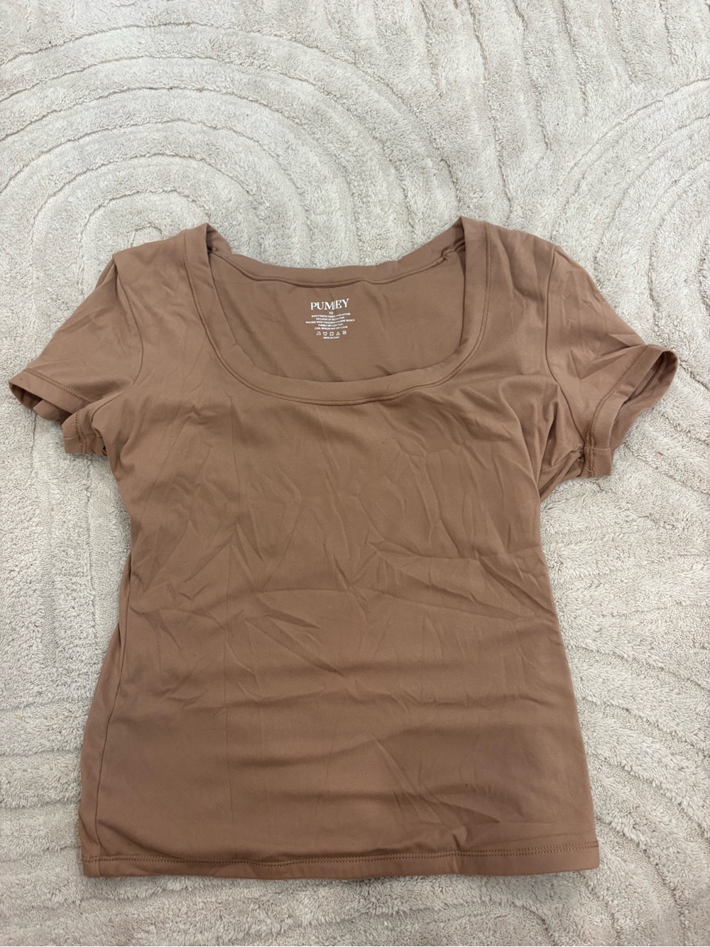 Amazon Essentials Women's Scoop Neck Short Sleeve Top - Tan Brown